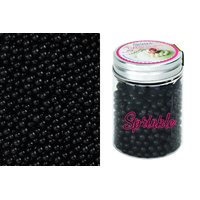 6mm Shiny Black Edible Cachous Pearls - 100g