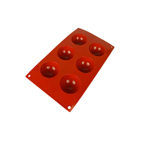 6 Cavity - Hemisphere 60mm - 2.4 Inch Chocolate Silicone Ball Mould - D-003