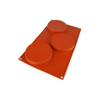 3 Cavity - Flat Disc Cake Tray Round Silicone Chocolate Mold- D-042