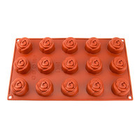 15 Cavity - Rose Silicone Chocolate Dome Mold Flexible Baking Mould - D-074