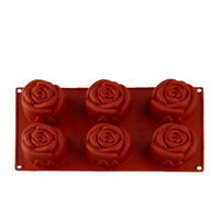 6 Cavity - Large Rose Silicone Mold - Silicone Bakeware - D-077