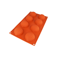 8 Cavity - Grooved Hemishpere Shaped Silicone Chocolate Mold D-118