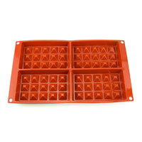 4 Cavity - Waffle Silicone Chocolate Mold Divided In To Four Squares D-123