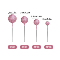 Glitter Hot Pink Ball Topper 20Pcs