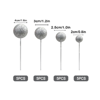 Glitter Silver Ball Topper 20Pcs