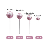 Glitter Pink Ball Topper 20Pcs