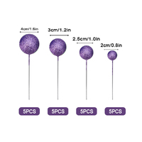 Glitter Purple Ball Topper 20Pcs