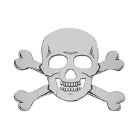 Skull And Crossbone Silver Lay On - Cake Topper