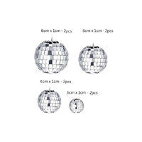 "Disco Ball Set of 8Pcs without stick 3cm, 4cm, 5cm, 6cm"