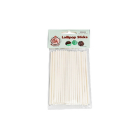 White 4 Inch Paper Lollipop Sticks - 50Pk