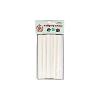 White 6 Inch Paper Lollipop Sticks 5.5mm Thick - 50Pk