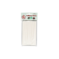 White 6 Inch Paper Lollipop Sticks - 50Pk