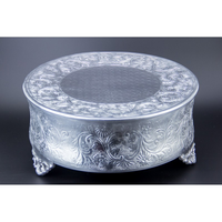 Round Silver 20 Hand Crafted Plateau Style Cake Stand: Single