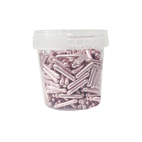 Metallic Pink Rods 100G Edible Sprinks Sprinkles Large Jimmies