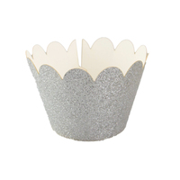 Silver Glitter Cake Wraps - Cake Decorating Tools - Pack Of 12 Wraps.