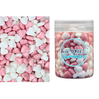 Pink & White Mini Hearts Sprinkles - 100g