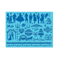 Wedding Silhouette 3 Cake Lace Mat - Silicone Mat