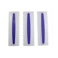 Zig Zag & Scroll Sides Plastic Icing Comb Set With Grippy Centre Buttercream Smoother