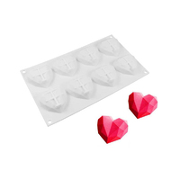 8 Cavity 3D Geometric Diamond Heart Silicone Cake Mould