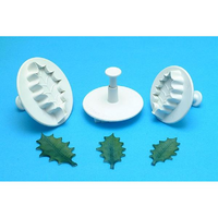 Holly Leaf Large Plunger Cutters Set Of 3 - Christmas Decorations