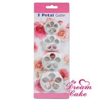 5 Petal Rose Cutter Set 4 Sizes Fondant / Gumpaste Decorating Tools