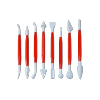 Set Of 8 Modelling Tools For Flowers / Sugar Paste / Fondant - Red