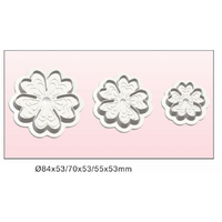 Pavoni Lace Flower 3Piece Plunger Cutter Set - Fondant Gumpaste Tools