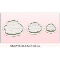 Rose 2D Flower 3Piece Plunger Cutter Set - Fondant Gumpaste Tools