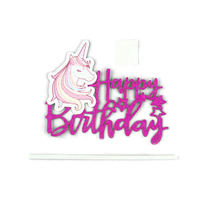 Happy Birthday - Unicorn Rose - Glitter - Paper Cake Topper