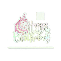 Happy Birthday - Unicorn Laser - Paper Cake Topper