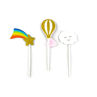 Shooting Star And Balloon Paper Cake Topper Set - 3 Pieces